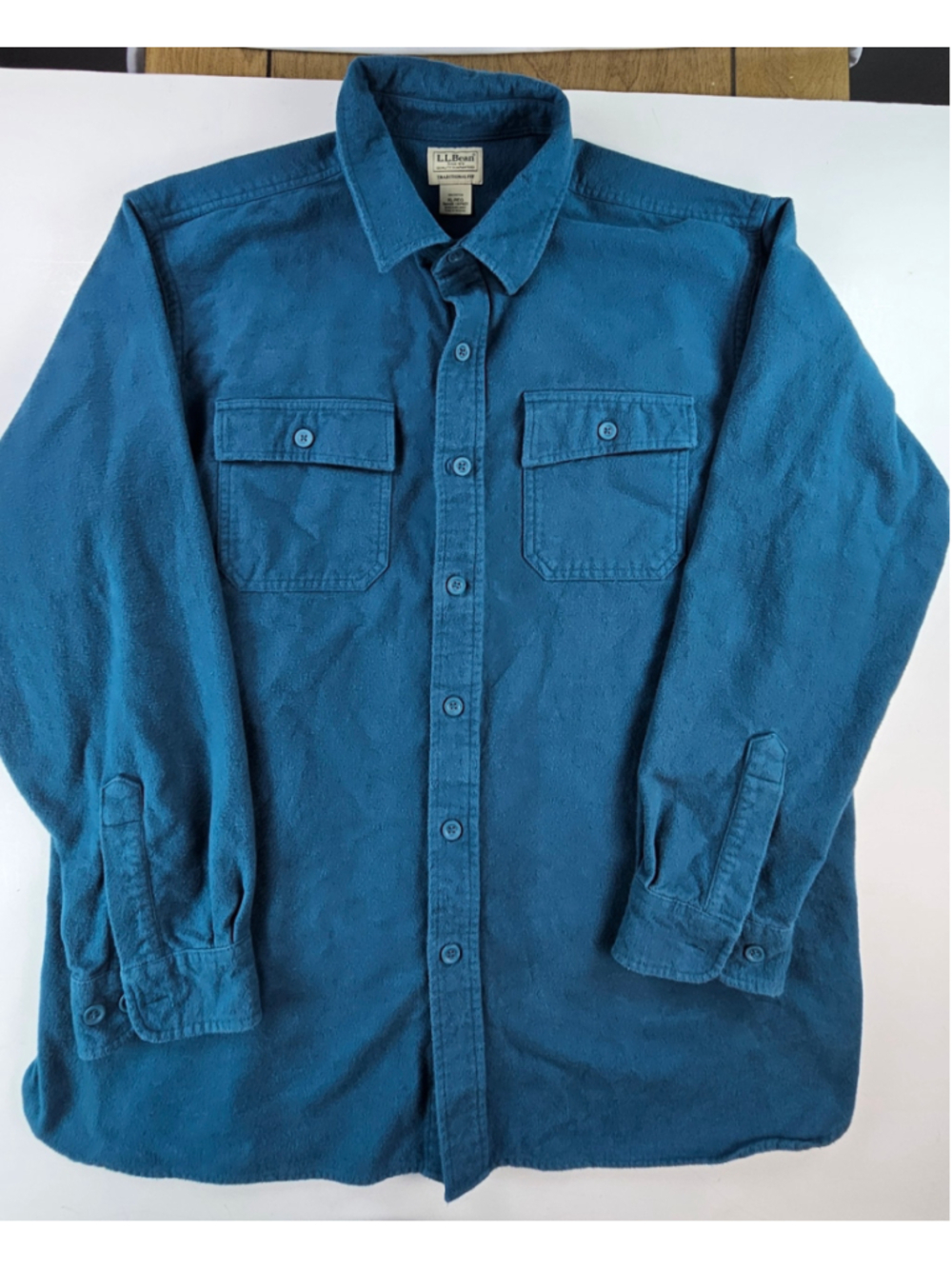 L.L.Bean Chamois Shirt Mens XL Teal Blue Heavyweight Cotton Flannel 187923